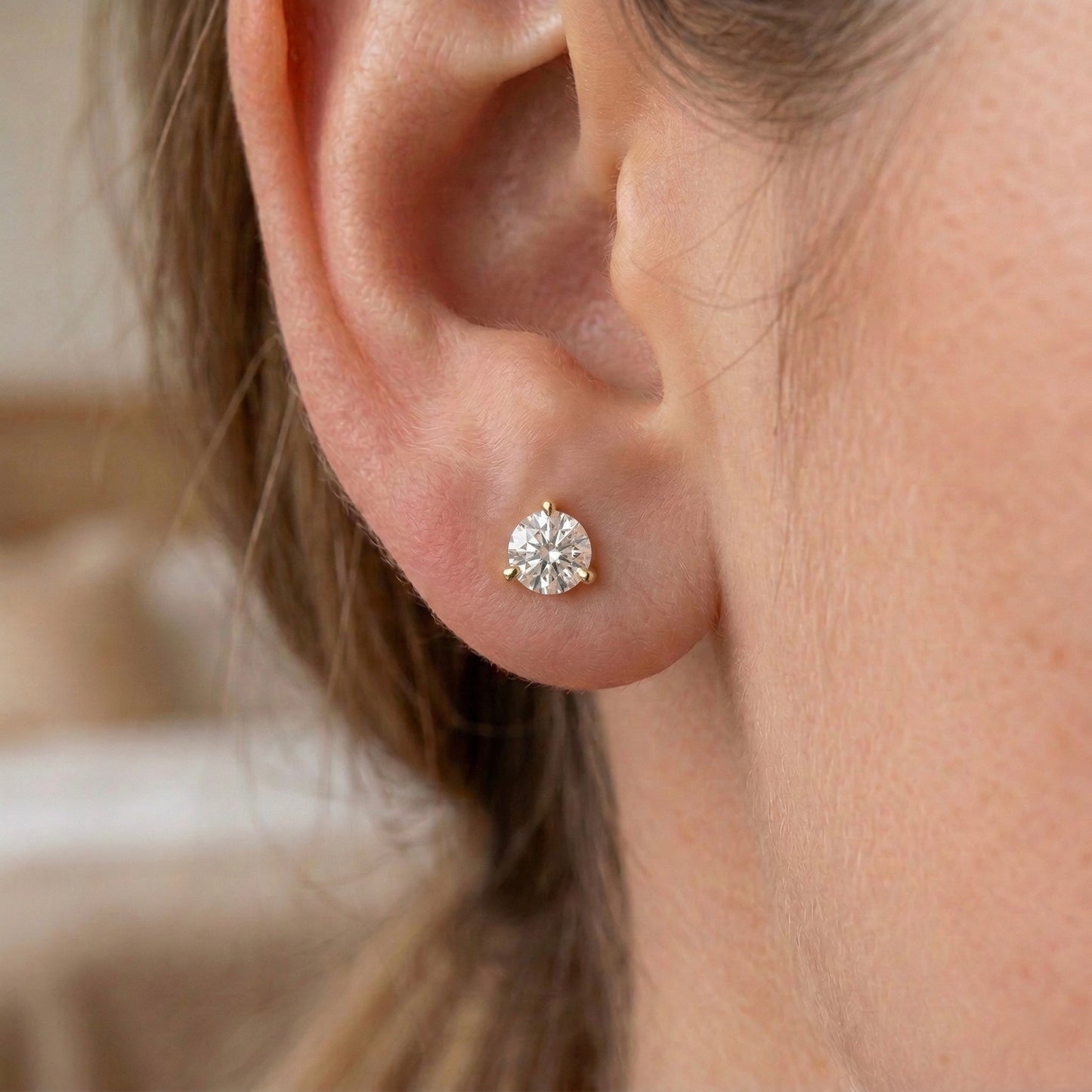 14K Cocktail Lab Grown Diamond Stud Earrings (4.00ctw) (3-Prong)