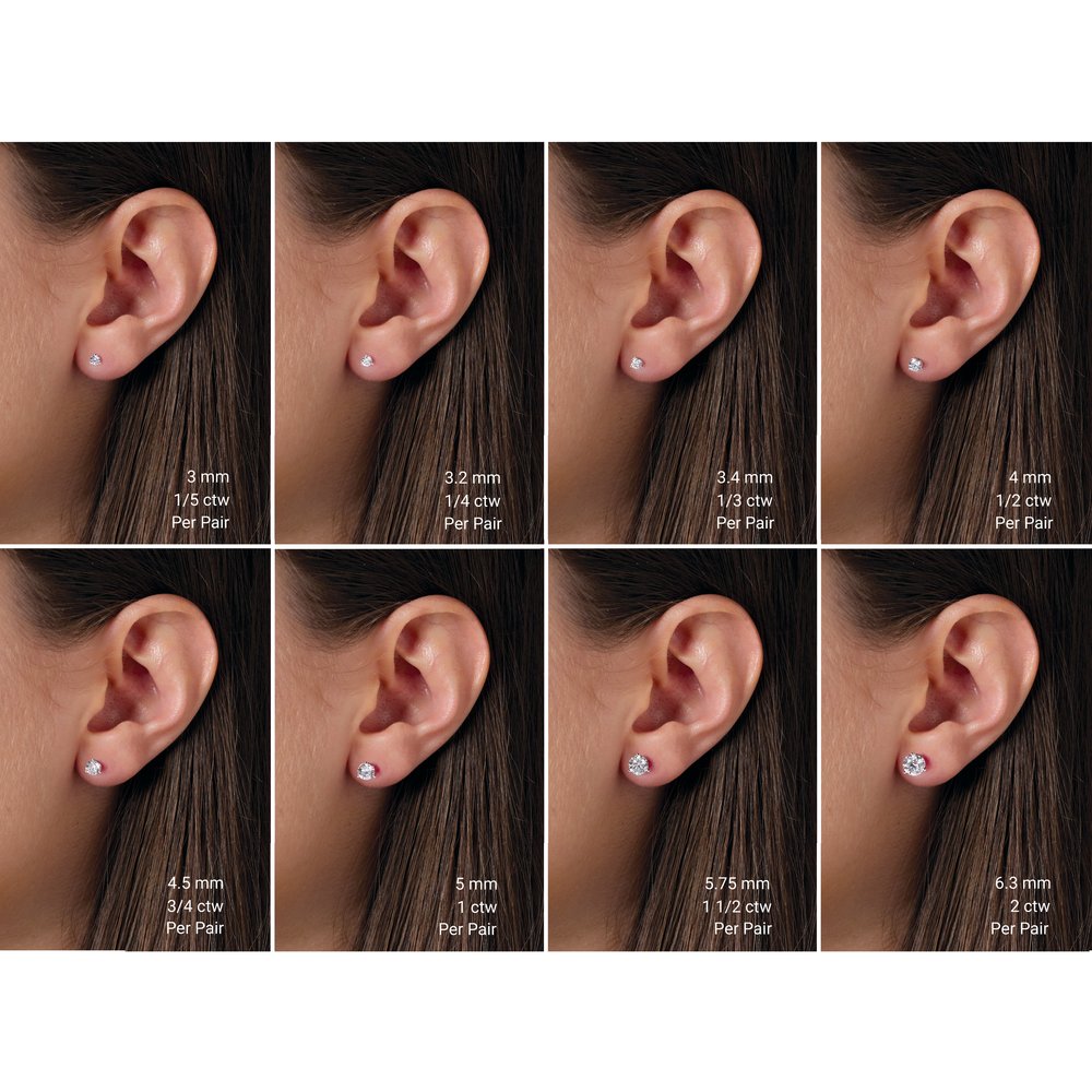 14K Cocktail Lab Grown Diamond Stud Earrings (4.00ctw) (3-Prong)