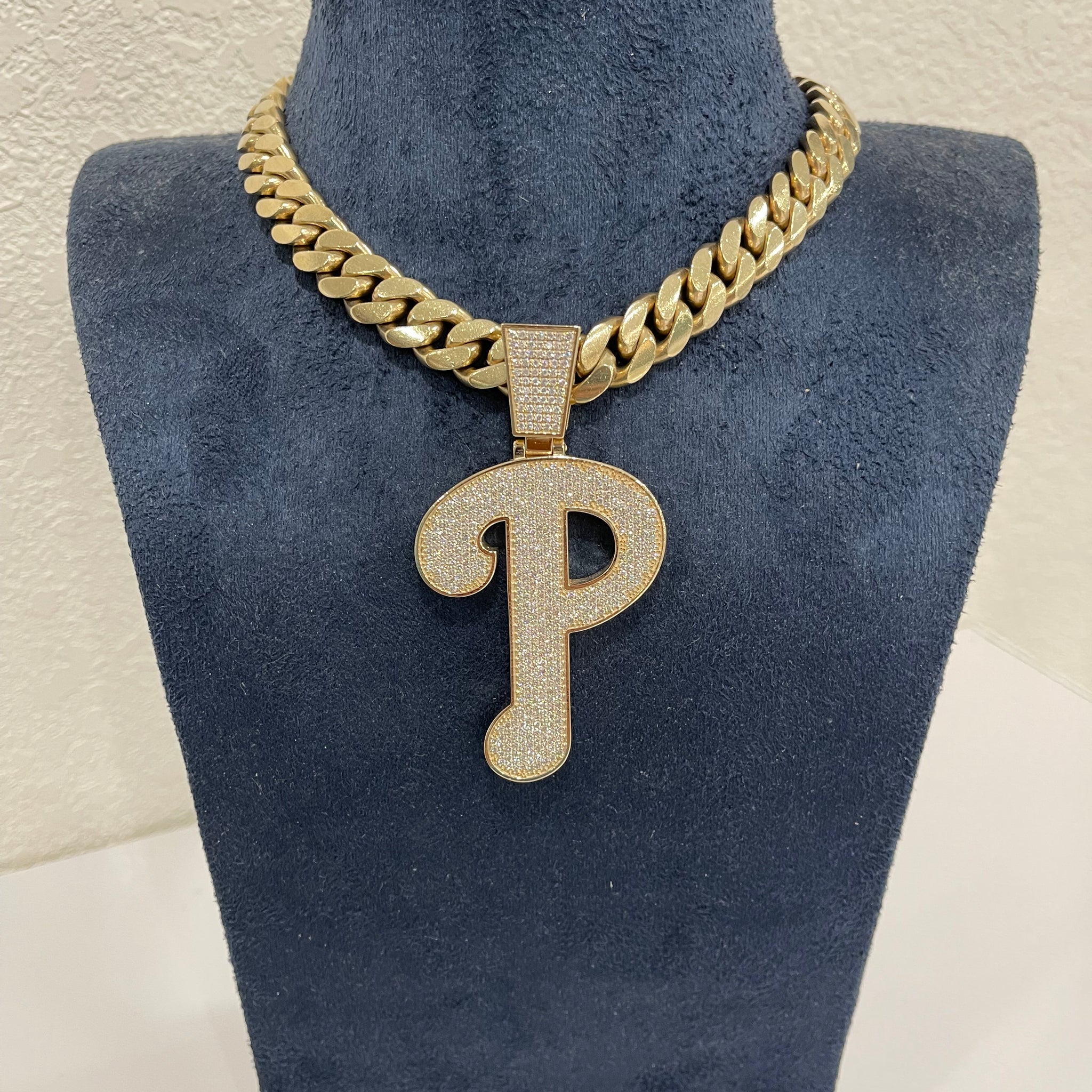 "P" Pendant accented with diamonds 