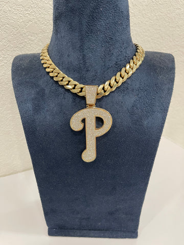 "P" Pendant accented with diamonds 