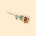 Gold rose with green leaves on a beige background