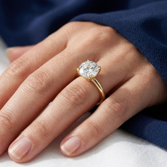 14K Round Solitaire Engagement Ring - Lab Diamond