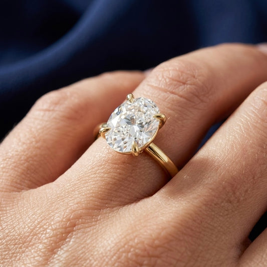 14K Oval Solitaire Engagement Ring - Lab Diamond