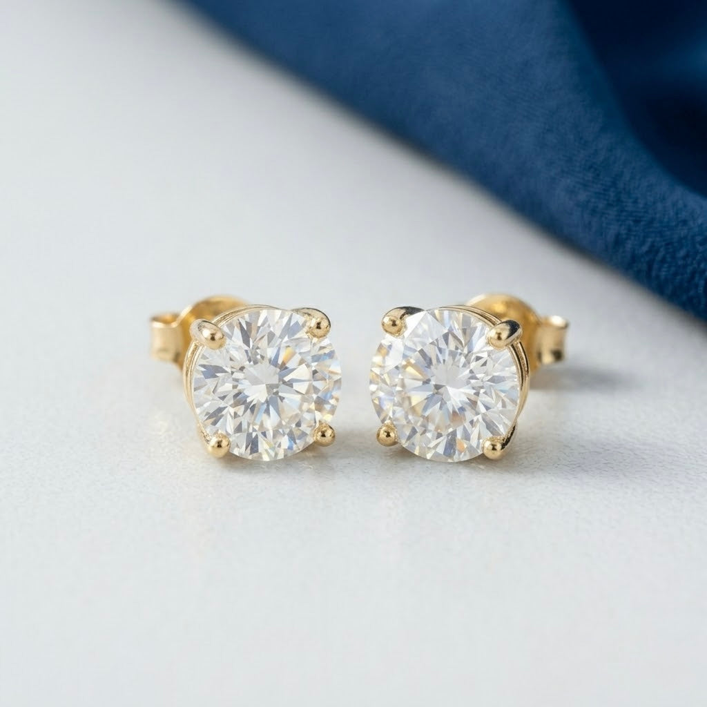 14K Basket Lab Grown Diamond Stud Earrings (2.00ctw) (4-Prong)