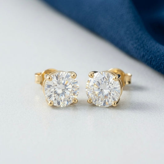 14K Basket Lab Grown Diamond Stud Earrings (2.00ctw) (4-Prong)