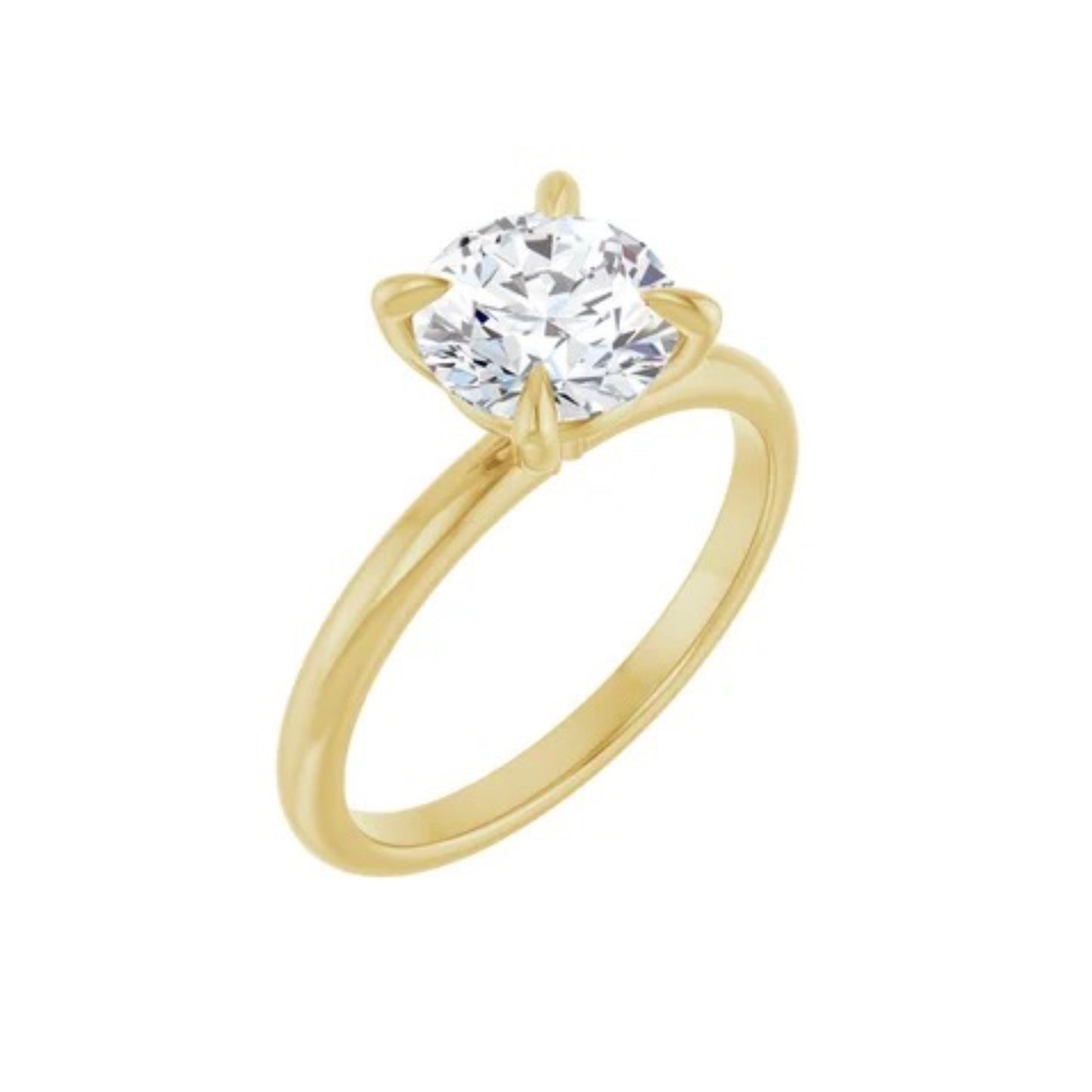 14K Round Solitaire Engagement Ring - Lab Diamond