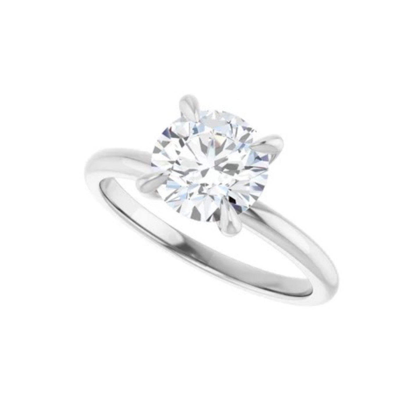 14K Round Solitaire Engagement Ring - Lab Diamond