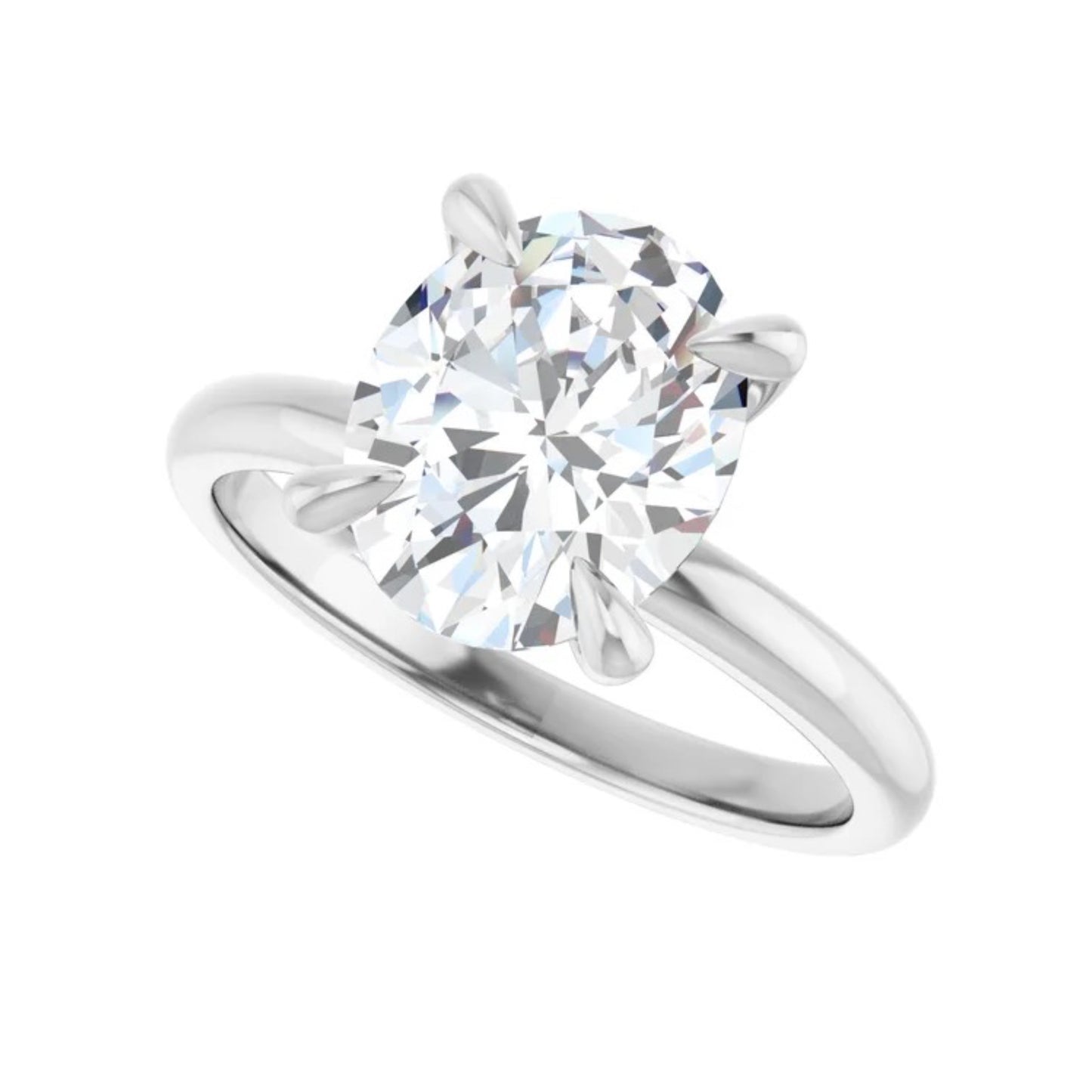 14K Oval Solitaire Engagement Ring - Lab Diamond