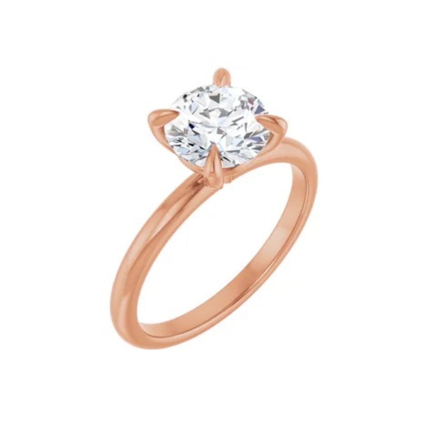 14K Round Solitaire Engagement Ring - Lab Diamond