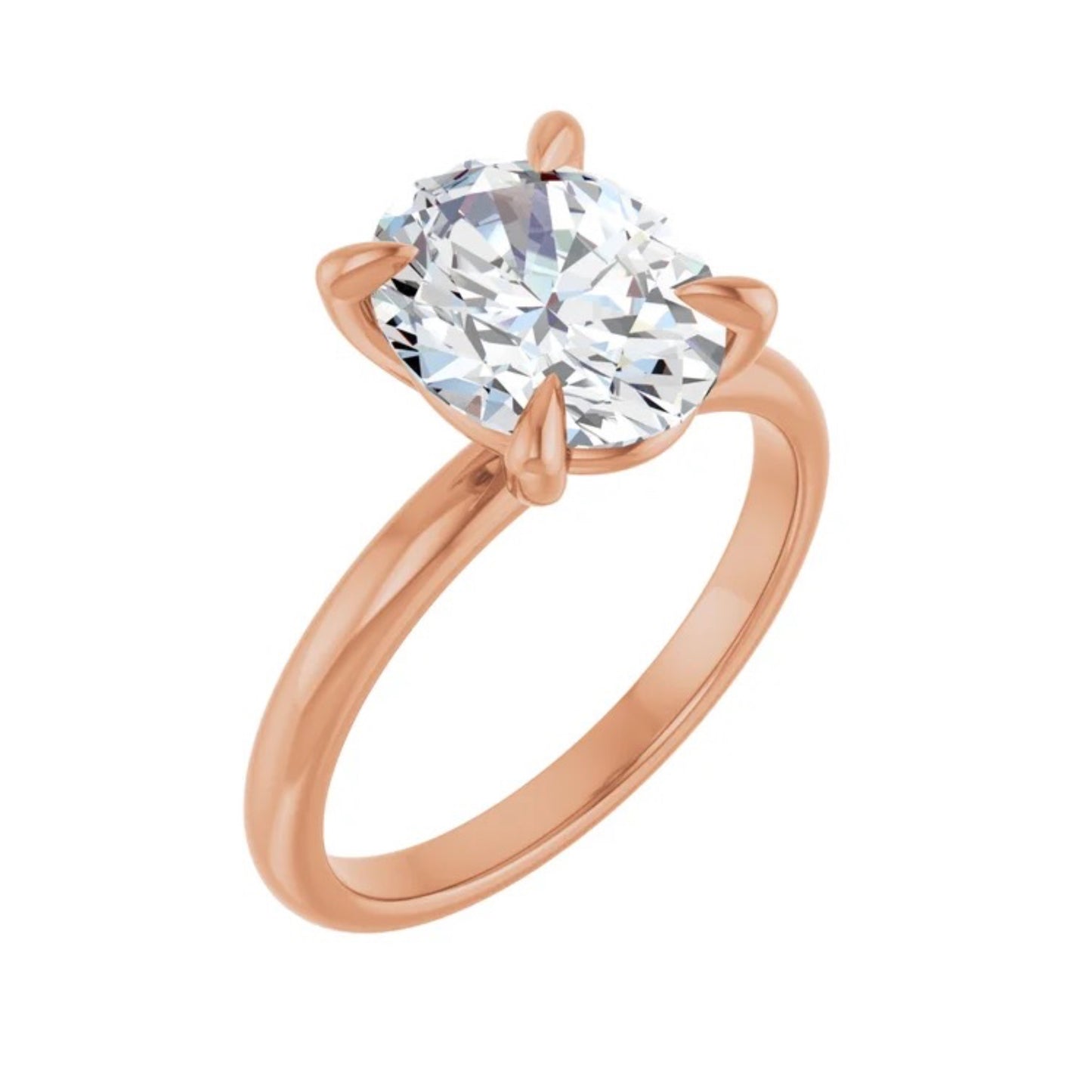 14K Oval Solitaire Engagement Ring - Lab Diamond