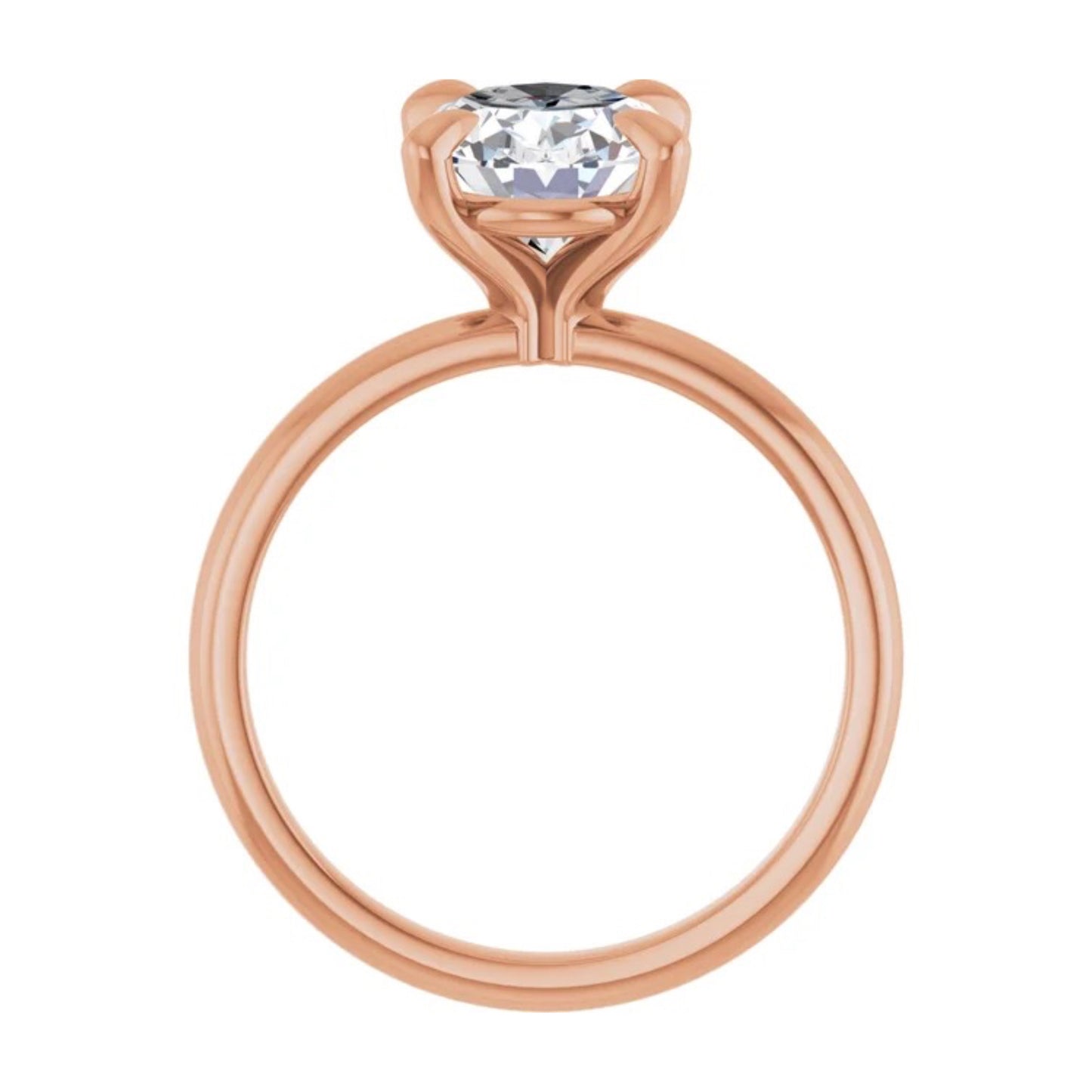 14K Oval Solitaire Engagement Ring - Lab Diamond