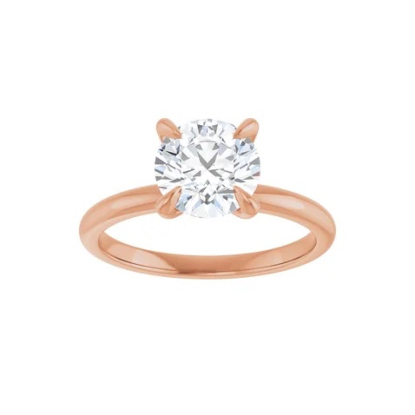 14K Round Solitaire Engagement Ring - Lab Diamond