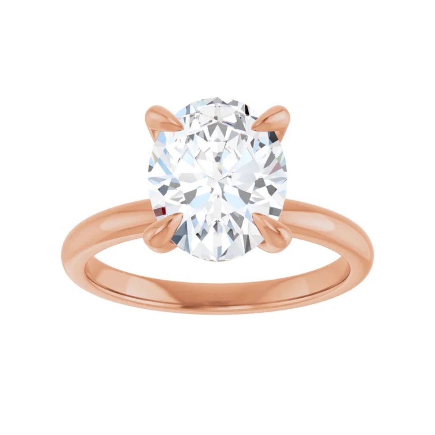 14K Oval Solitaire Engagement Ring - Lab Diamond