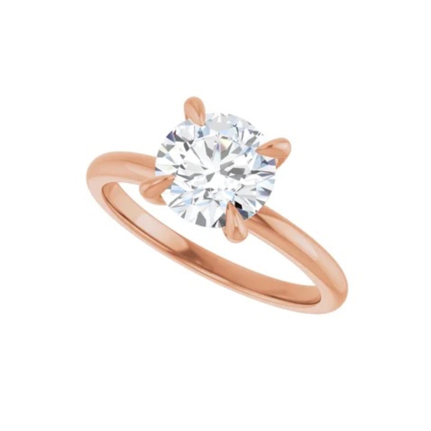 14K Round Solitaire Engagement Ring - Lab Diamond
