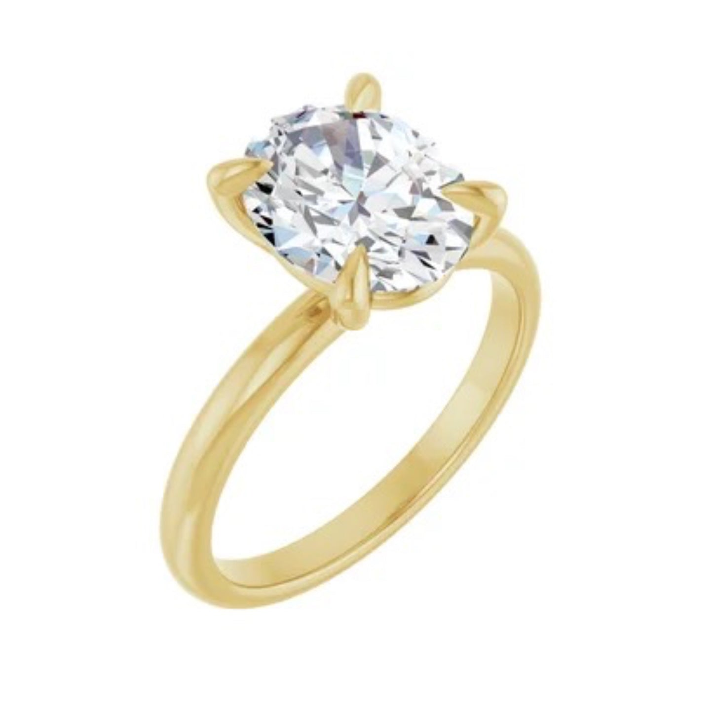 14K Oval Solitaire Engagement Ring - Lab Diamond