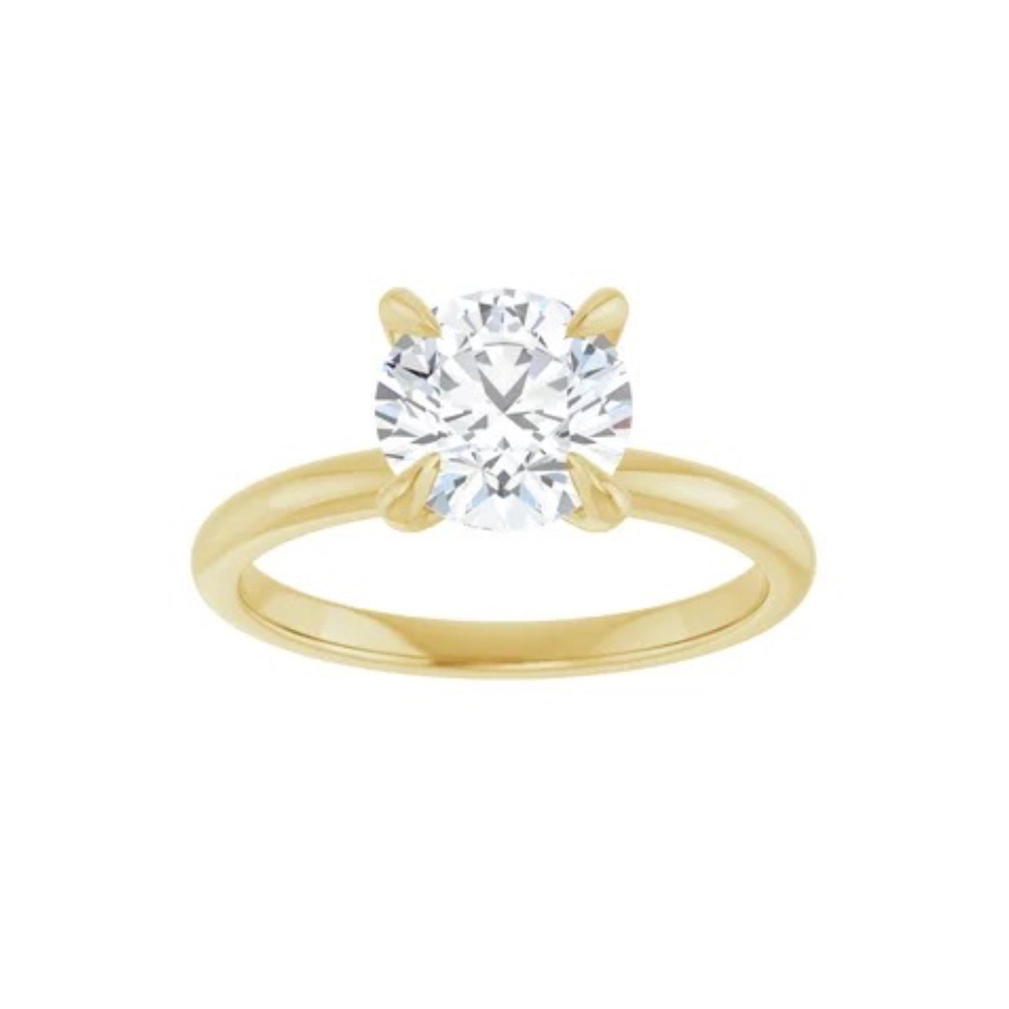 14K Round Solitaire Engagement Ring - Lab Diamond