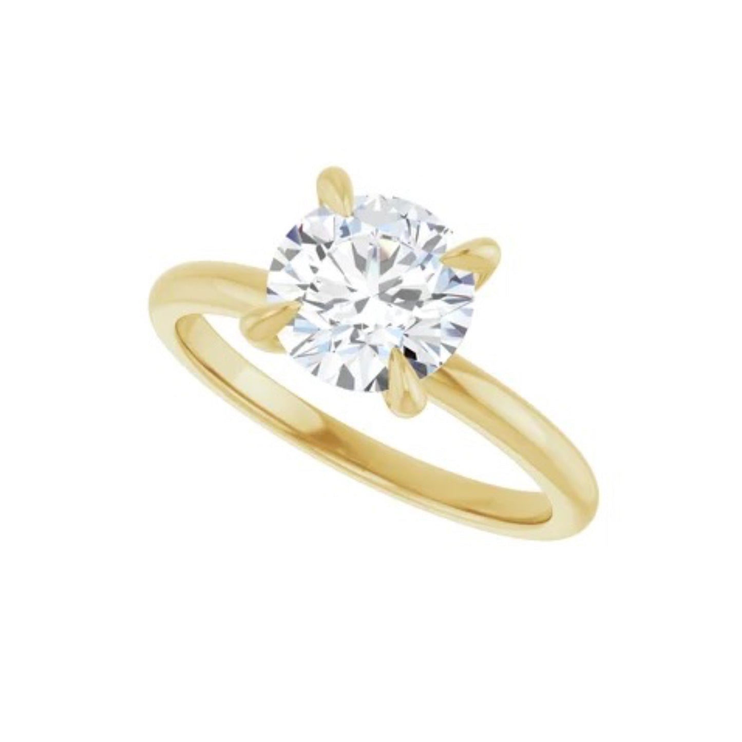 14K Round Solitaire Engagement Ring - Lab Diamond