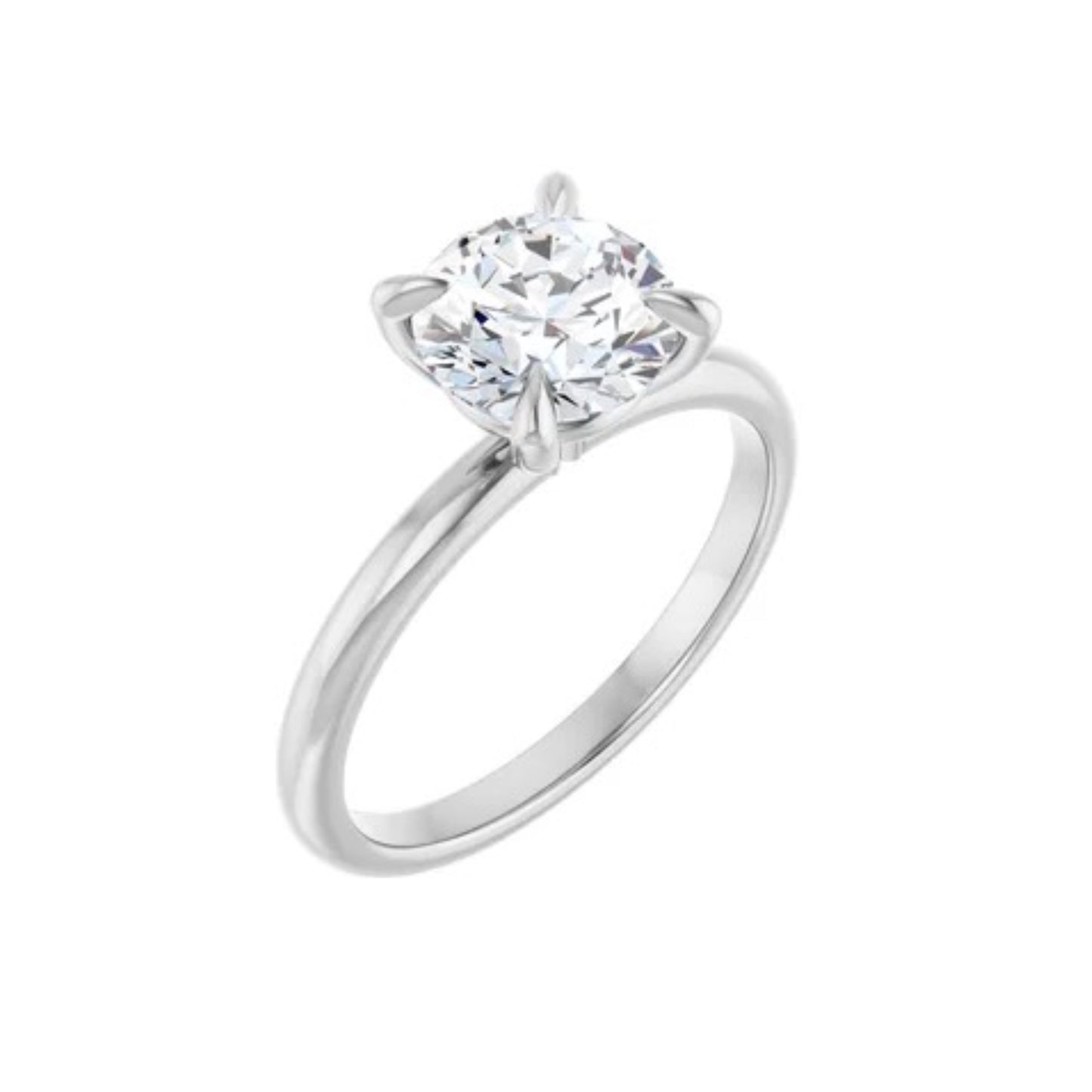 14K Round Solitaire Engagement Ring - Lab Diamond