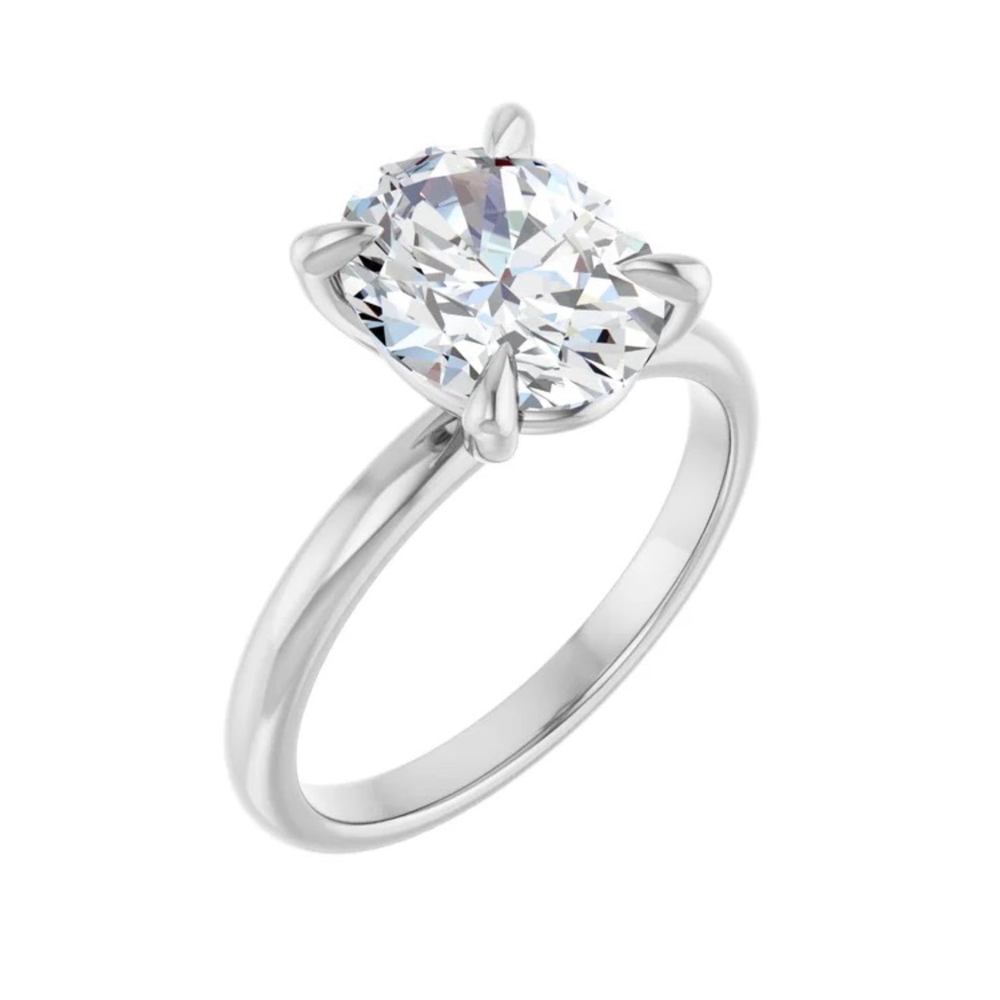 14K Oval Solitaire Engagement Ring - Lab Diamond
