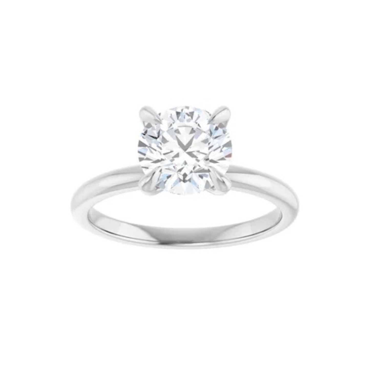 14K Round Solitaire Engagement Ring - Lab Diamond