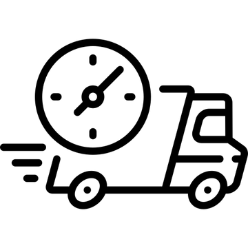 Icon of a delivery truck with a clock on the side, symbolizing time-sensitive shipping.