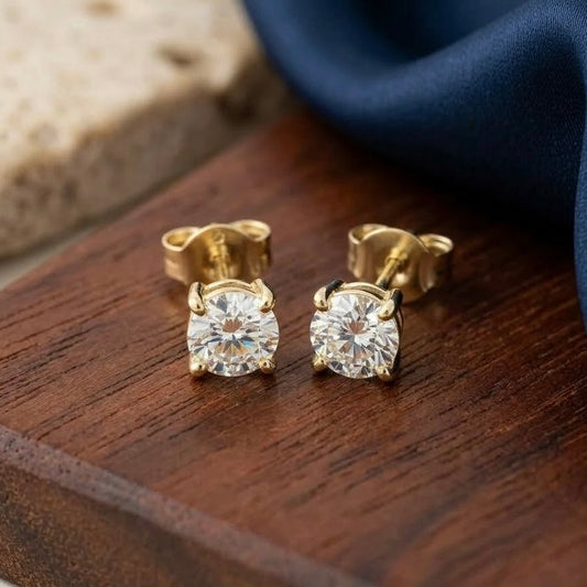 14K Basket Lab Grown Diamond Stud Earrings (1.50ctw) (4-Prong)