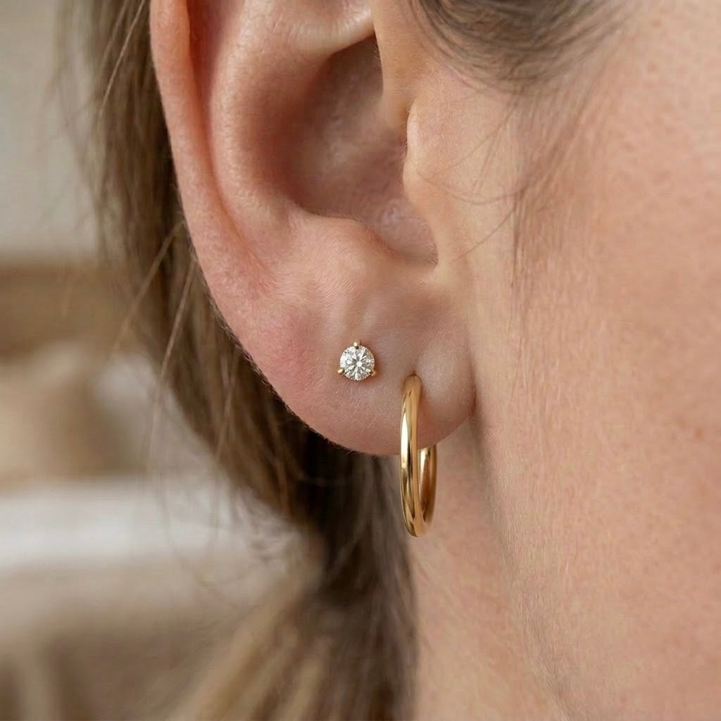 14K Cocktail Lab Grown Diamond Stud Earrings (0.34ctw) (3-Prong)