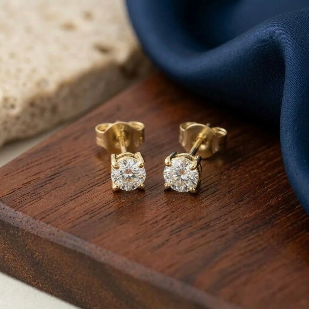 14K Basket Lab Grown Diamond Stud Earrings (0.50ctw) (4-Prong)