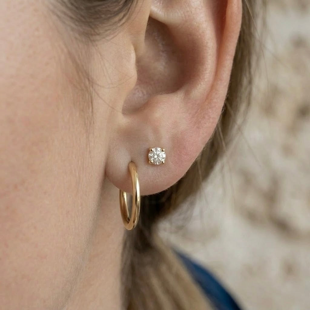 14K Basket Lab Grown Diamond Stud Earrings (0.50ctw) (4-Prong)