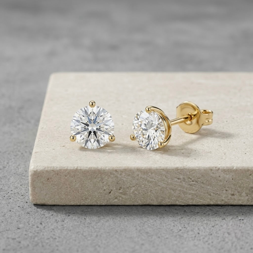 10K Cocktail Lab Grown Diamond Stud Earrings (1.00ctw) (3-Prong)